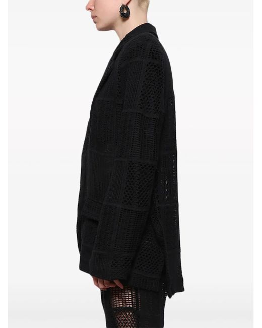 Roberta Einer Black Boyfriend Single-Breasted Macrame Blazer