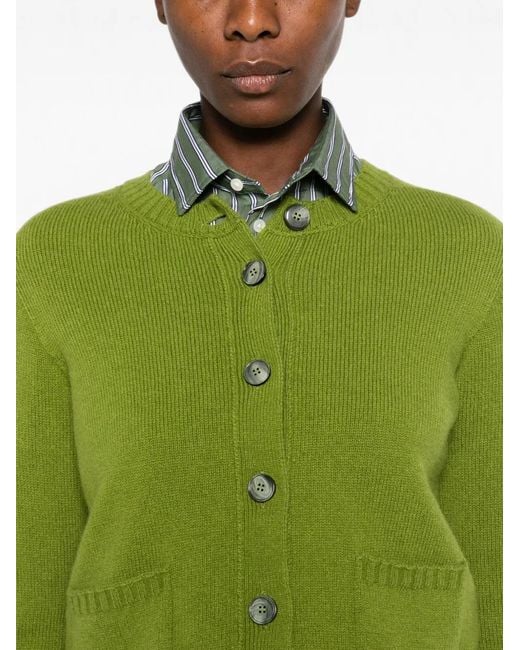 AROVESCIO Green Fine-Knit Buttoned Jacket