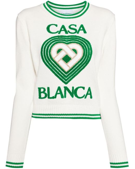 Casablancabrand Green Logo-intarsia Cotton Jumper