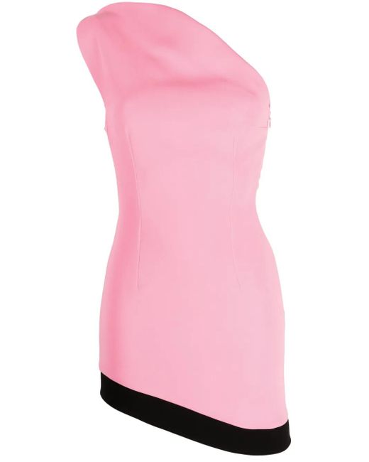 V:PM ATELIER Pink Nia One-Shoulder Asymmetric Crepe Minidress