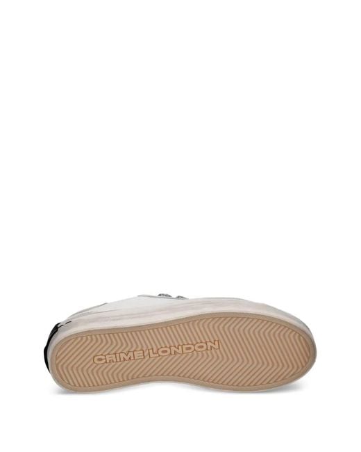 Crime London White Distressed Platform Glitter-Detail Sneakers