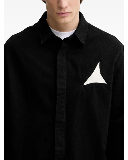 HELIOT EMIL Black Triangle-Detail Shirt Jacket for men