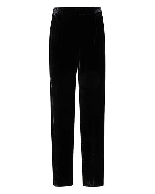 BIANCO LEVRIN Black Velvet Elasticated-Waist Trousers