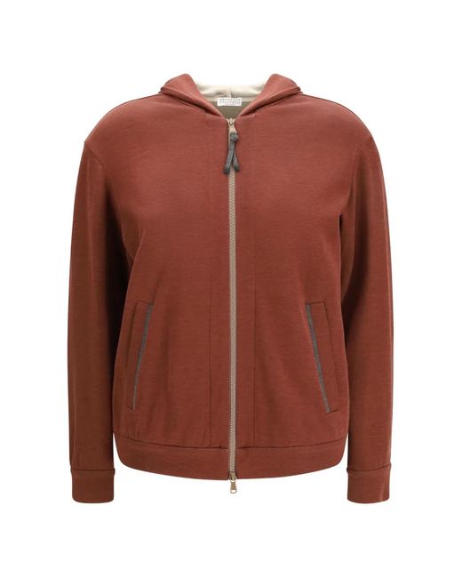Brunello Cucinelli レディース ブラウン ジップ パーカー