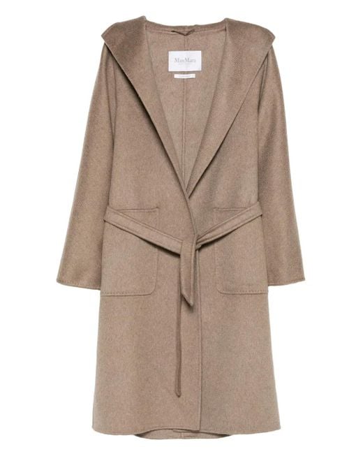 Max Mara Natural Hooded Belted Coat