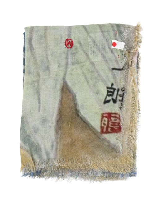 TALKING WALLS Gray Ela Komadori Fringed Scarf