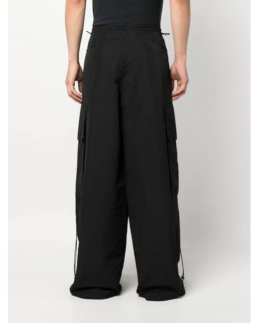 Palm Angels Black Pa Monogram-Embroidery Wide-Leg Trousers for men