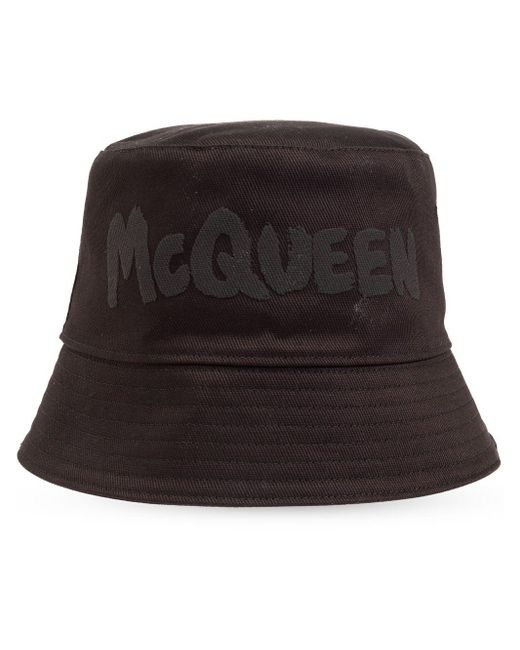 Alexander McQueen Black Logo-print Bucket Hat for men