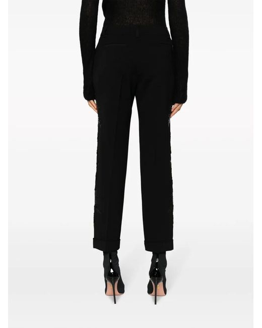 P.A.R.O.S.H. Black Sequin-Detail Tapered-Leg Trousers
