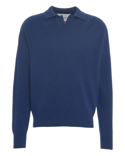 Amaranto Blue Knitted Polo Shirt for men