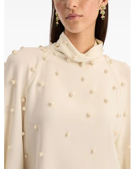 Oscar de la Renta Natural Pearl Cluster Blouse