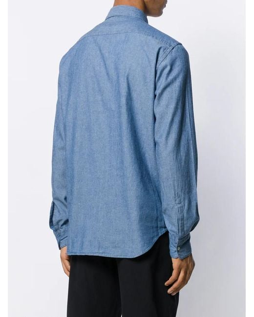 Aspesi Blue Plain Long-Sleeved Shirt for men