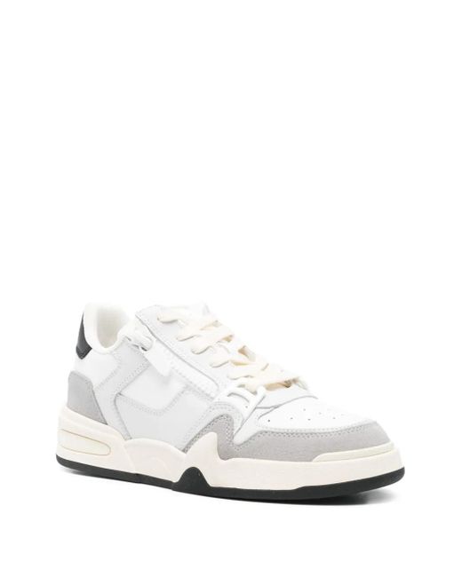 Giuseppe Zanotti White Zip-Detail Leather Sneakers for men