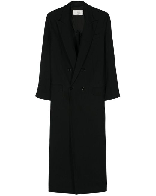 AMI Double-breasted Trench Coat in het Black
