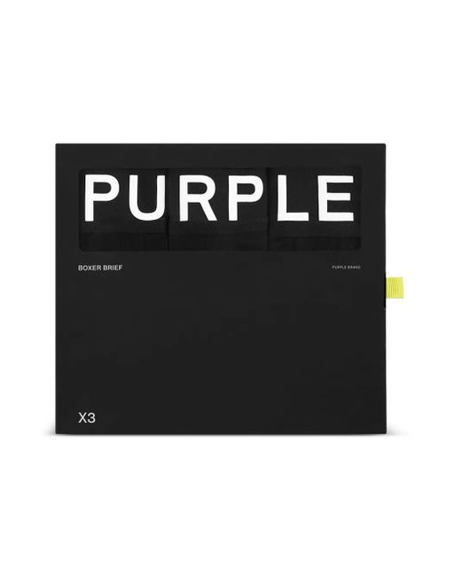 Purple Brand Black Logo-Print Boxer Briefs (Pack Of Three) for men
