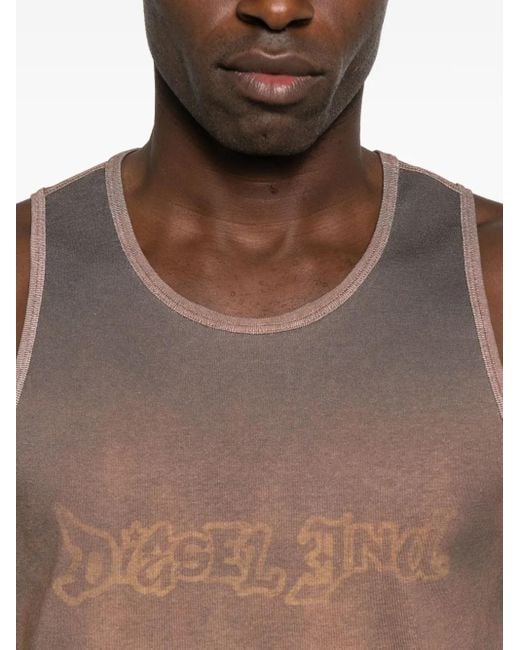 DIESEL Brown Logo-Print Sleeveless Vest for men