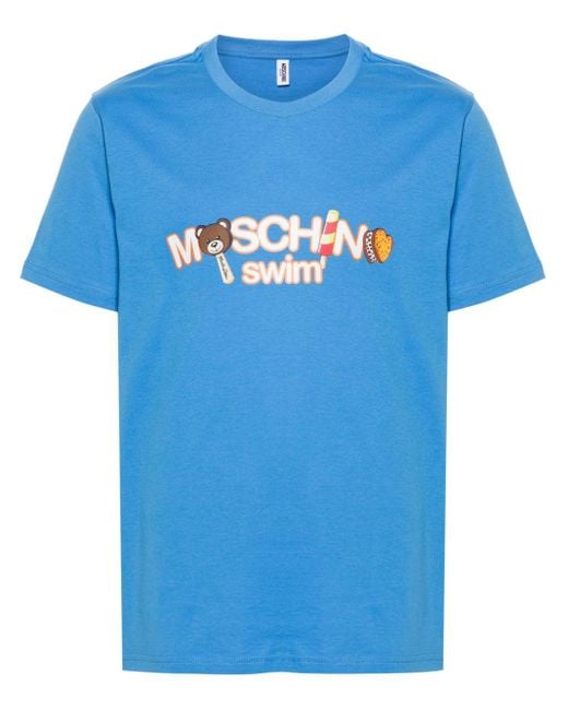 Camiseta con logo estampado Moschino de hombre de color Blue