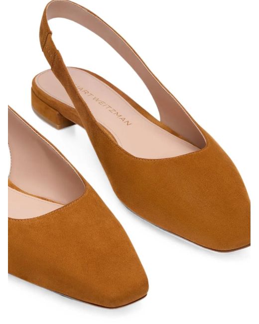 Stuart Weitzman Brown Stassi Pointed-Toe Slingback Pumps