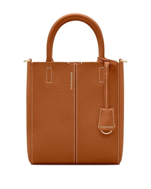 Bolso shopper mini de piel con asas enrolladas Maison De Sabre de color Brown