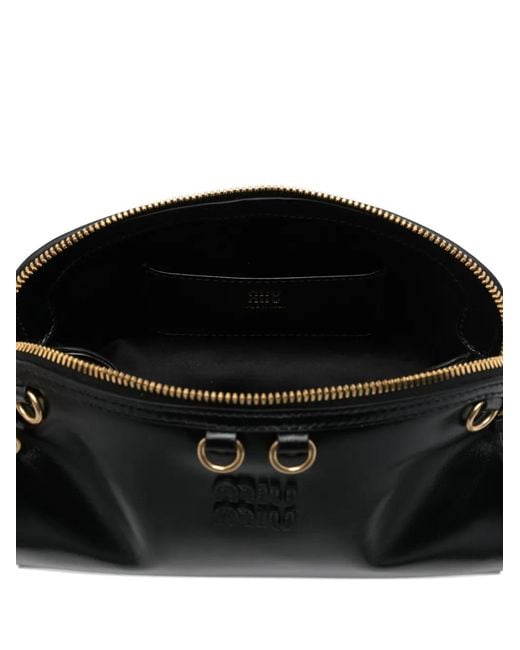 Miu Miu Black Logo-Embossed Shoulder Bag