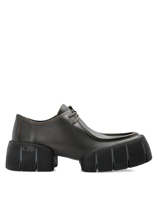 DIESEL Black D-Tex Chunky Sole Derby Shoes for men