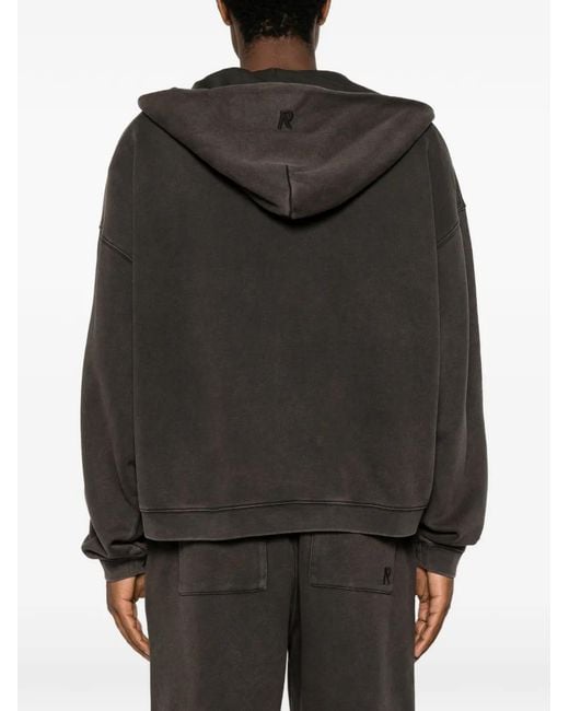 Represent Black Initial Zip-Up Cotton Hoodie for men