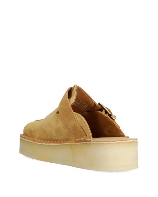 Clarks Buckle Platform Mules Natural