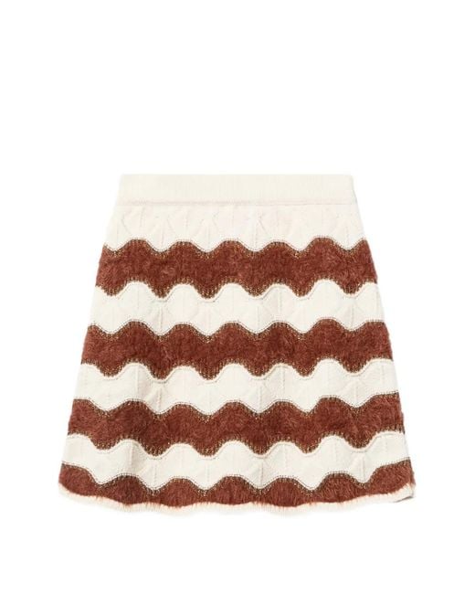 LaDoubleJ Brown Wave Pattern Mini Skirt