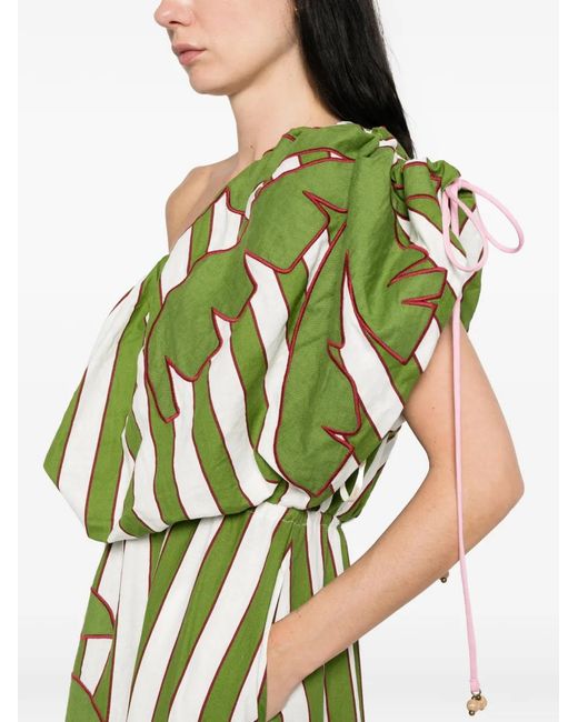 FARM Rio Women's Green One-Shoulder Striped Midi Dress - www.desnorhaar.be