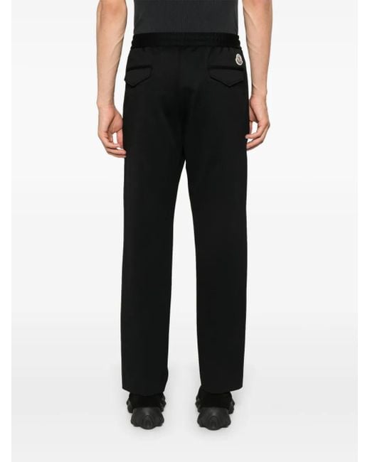 Moncler Black Logo-Patch Drawstring Tapered Trousers for men