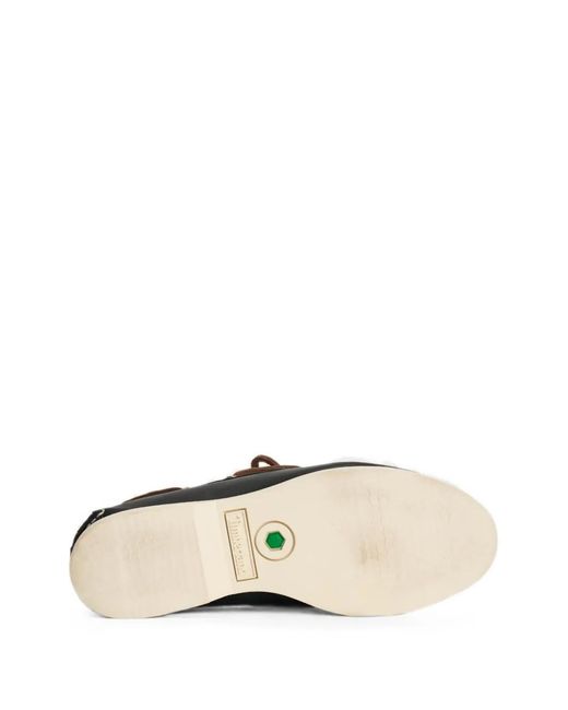 Timberland Black Contrast-Stitch Lace-Up Boat Shoes