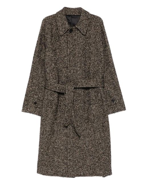 Husbands Gray Belted Wool Coat for men