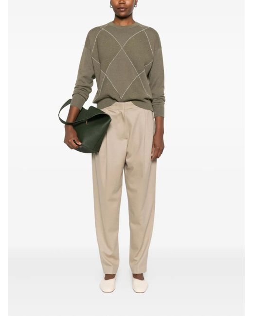 Peserico Green Diamond-Pattern Sweater