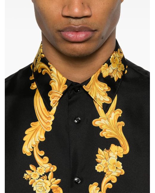 Versace Cameo Zijden Overhemd in het Black voor heren