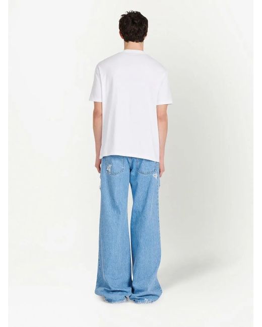 Balmain White Embroidered Logo T-Shirt for men
