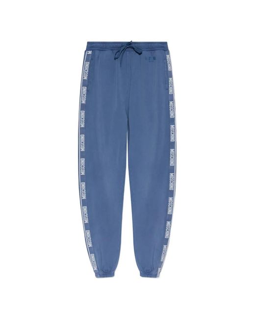 Moschino Blue Logo Drawstring Track Pants for men
