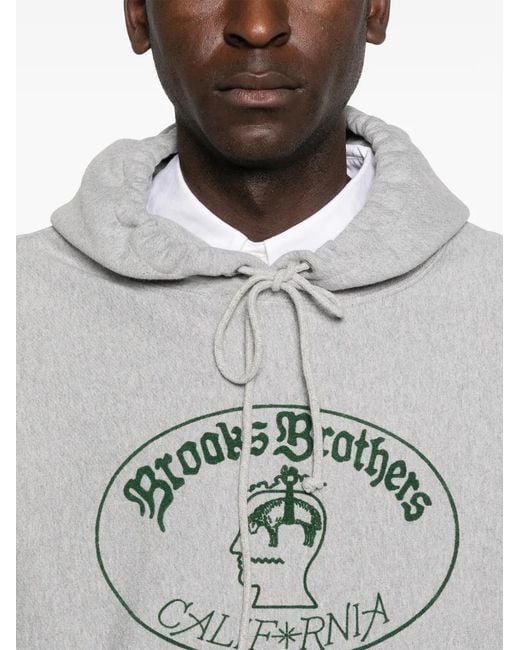 Brain Dead Gray X Brooks Brothers Hoodie À Logo for men