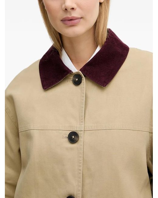 Benetton Natural Corduroy-Collar Button-Down Jacket