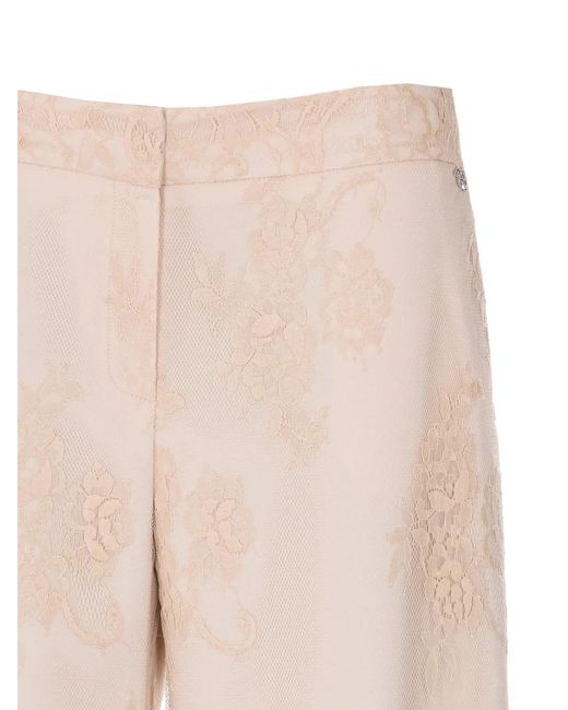 Aniye By White Floral-Embroidered Palazzo Trousers