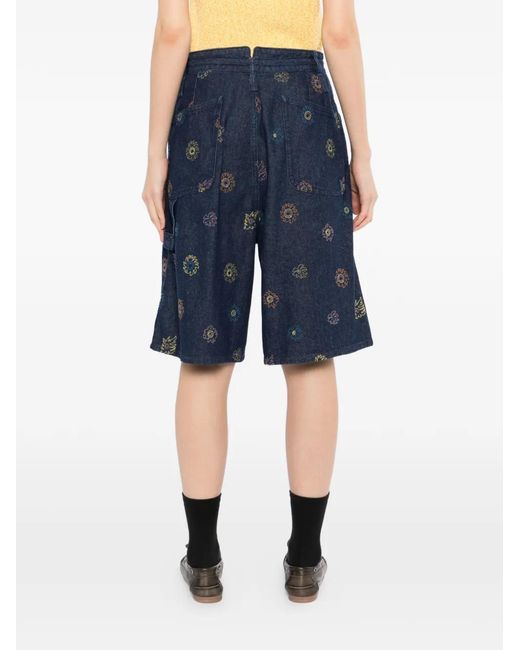 GARCON BY GARCON Blue Floral Denim Shorts