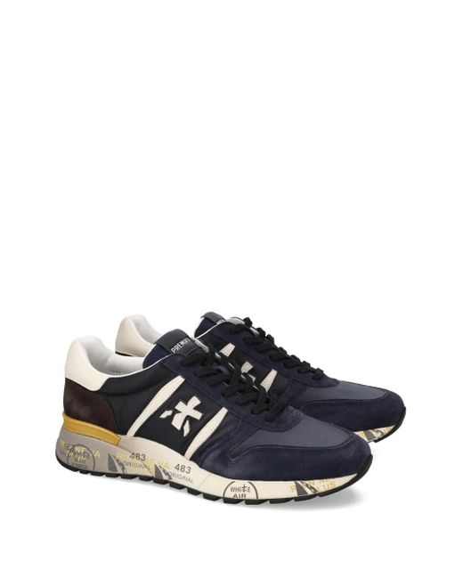 Premiata Blue Lander 7702 Suede-Panelled Lace-Up Sneakers for men