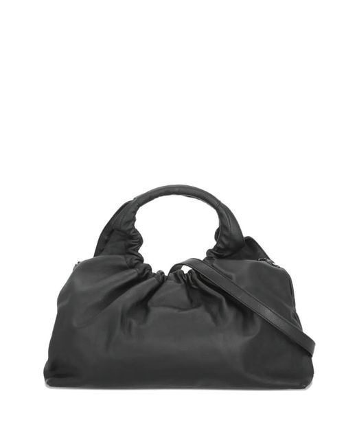 Antonelli Black Ruched-handle Leather Tote Bag