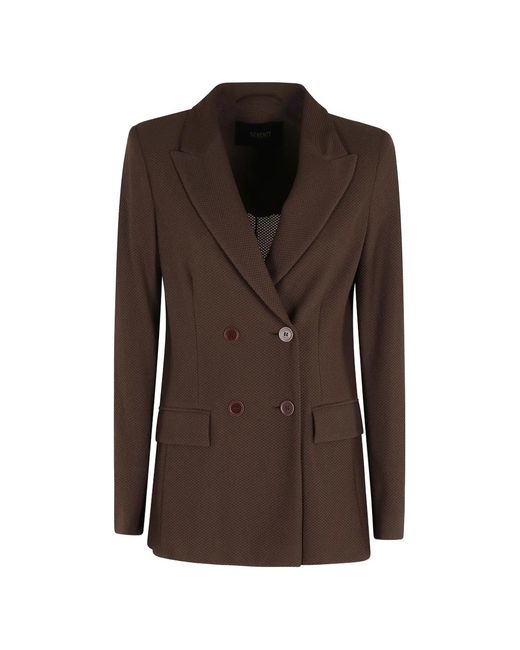 Seventy Brown Double-Breasted Textured Blazer