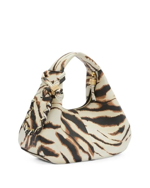 Ganni Metallic Zebra-Print Shoulder Bag