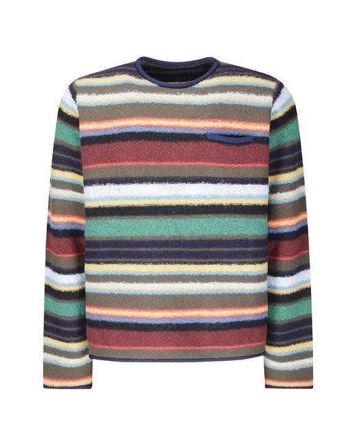 Sacai Red Striped Wool-Blend Sweater for men