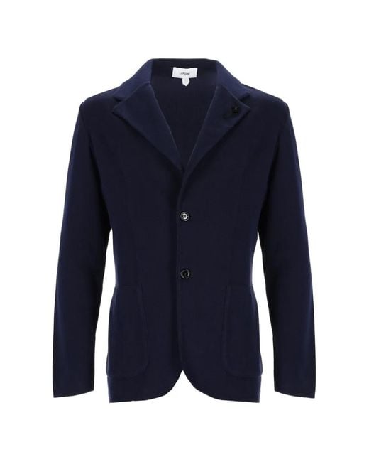 Lardini Blue Button-Fastening Cotton Jacket for men
