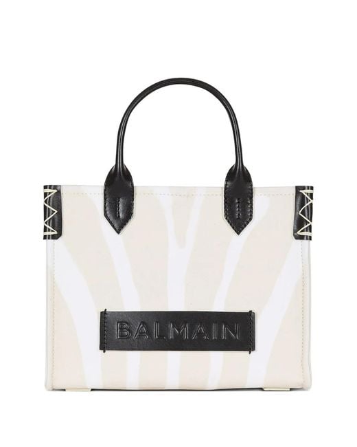 Balmain White Small B-Army Tote Bag