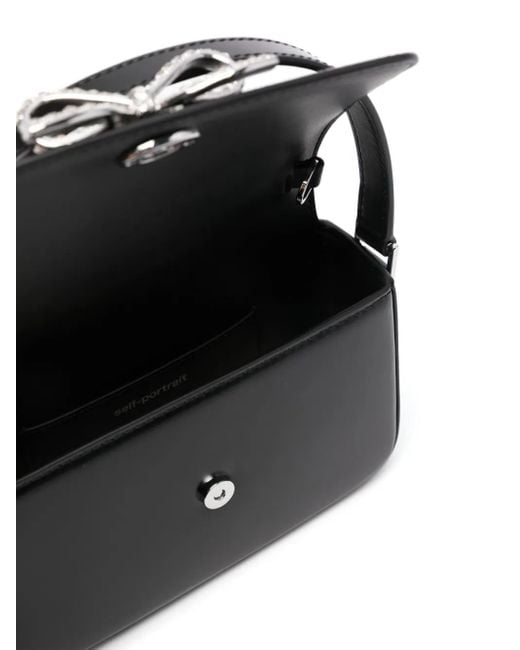 Borsa Baguette Micro In Pelle di Self-Portrait in Black