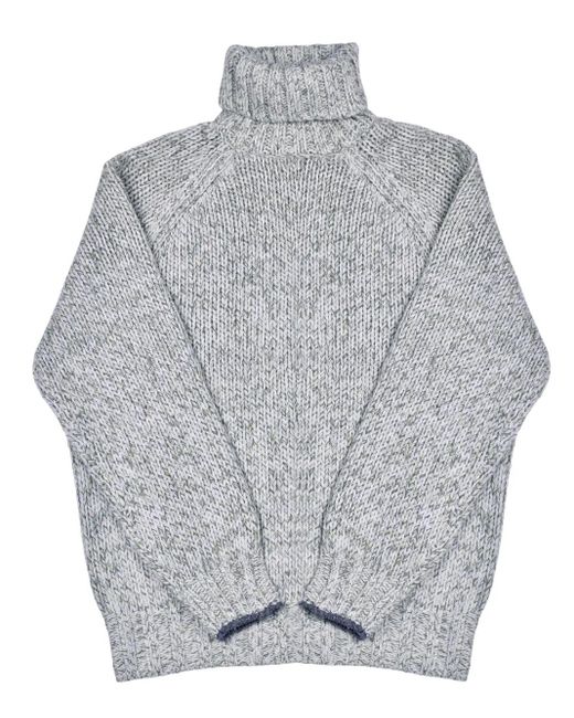 Brunello Cucinelli Gray Turtleneck Ribbed Knit Sweater for men
