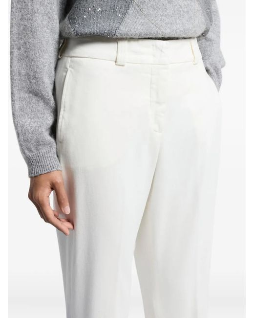 Peserico White Cuffed-Hem Trousers